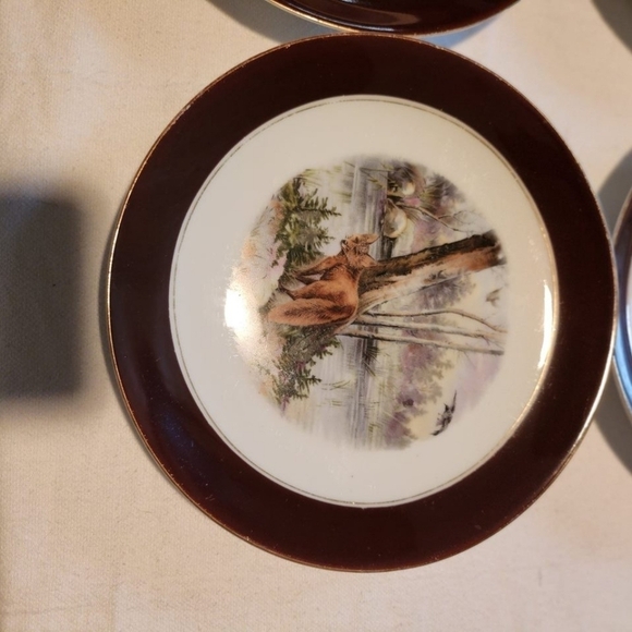 Vintage H&G Bavaria Elk‎ Mountain Scene Serving Tray w 9 Wildlife Salad Plates - Picture 14 of 16